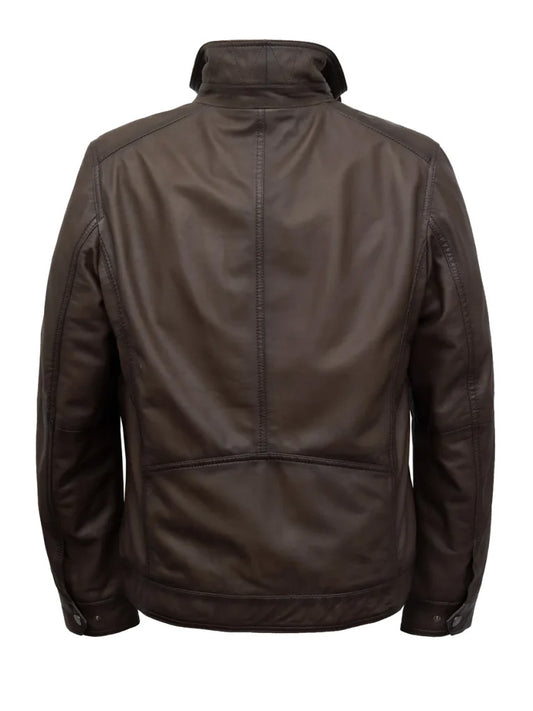 Dark Brown Biker Genuine Leather Jacket