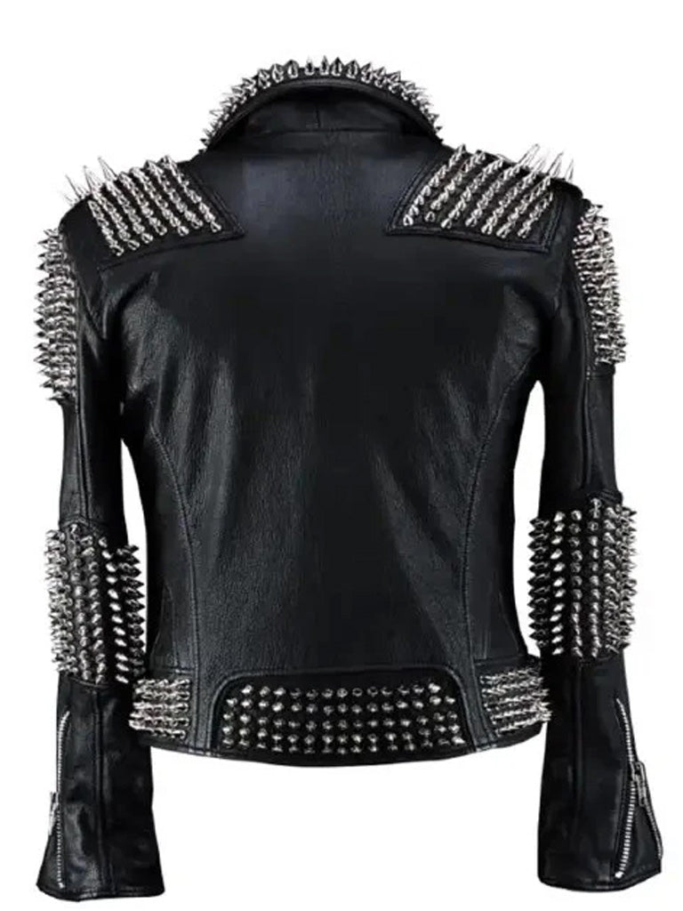 Black Spikes Genuine Leather Jacket