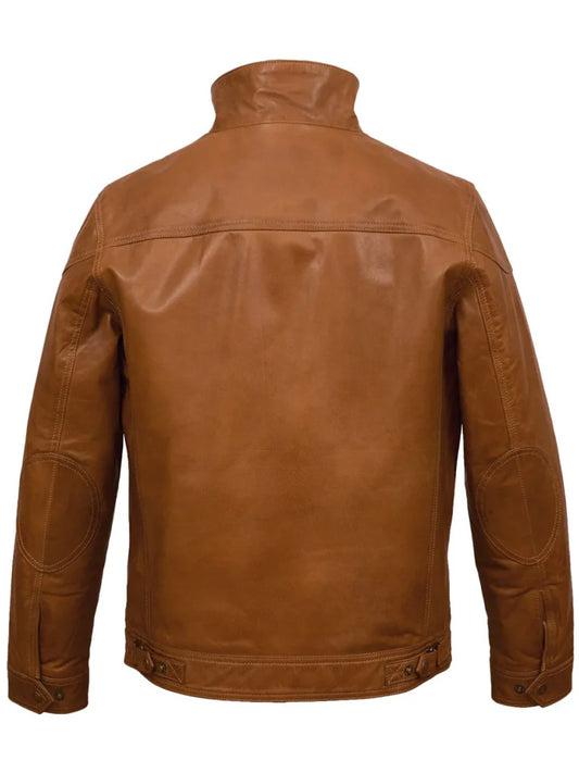 Tan Brown Biker Leather Jacket