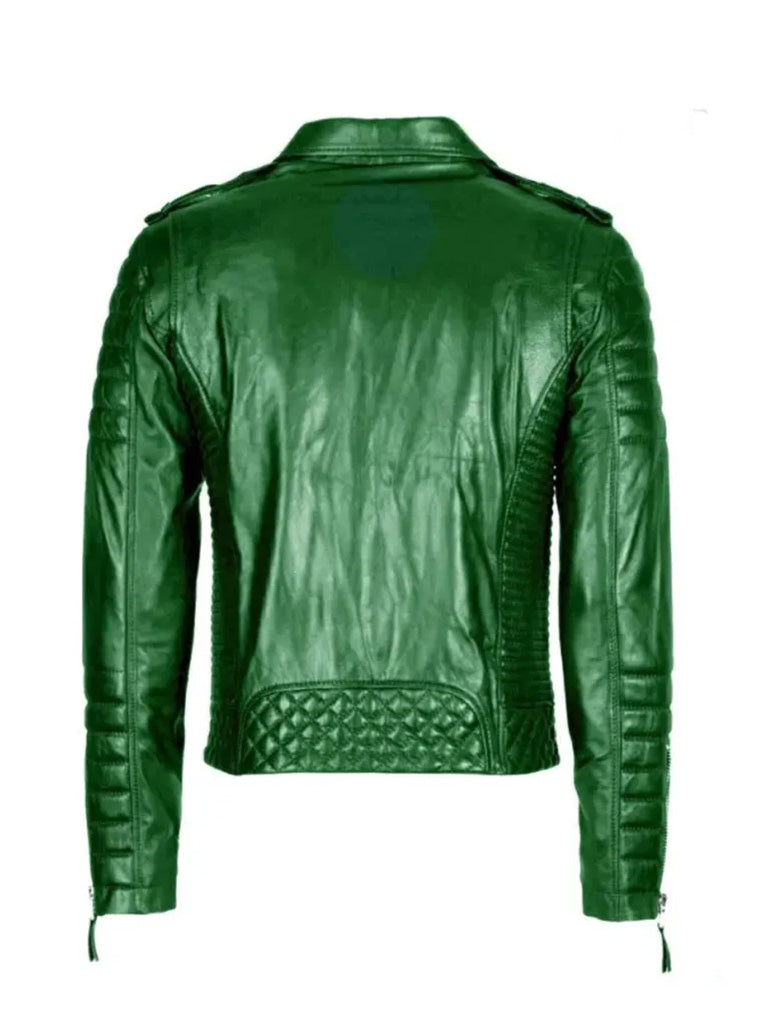 Vintage Green Biker Leather Jacket