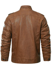 Brown Biker Trucker Style Leather Jacket