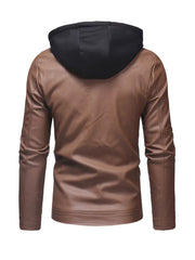 Hooded Style Genuine Leather Jacket