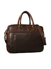 Premium Full-Grain Brown Leather Laptop Bag – Men’s Office & Travel Briefcase