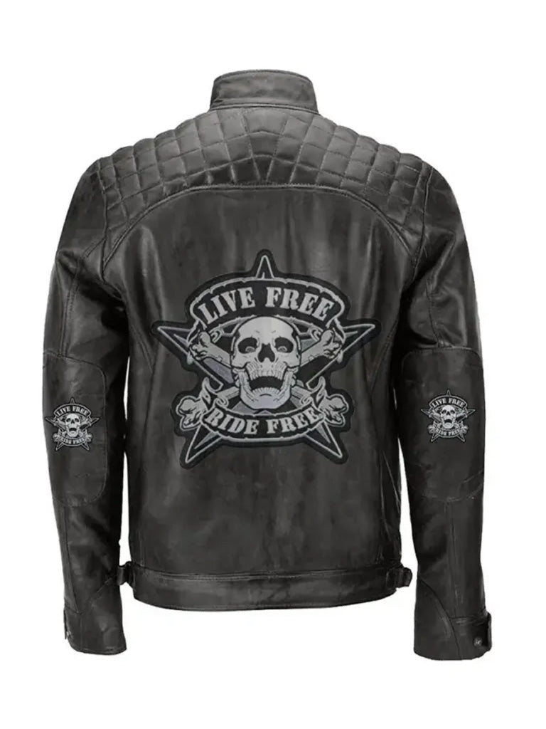 Live Free Ride Free Biker Genuine Leather Jacket