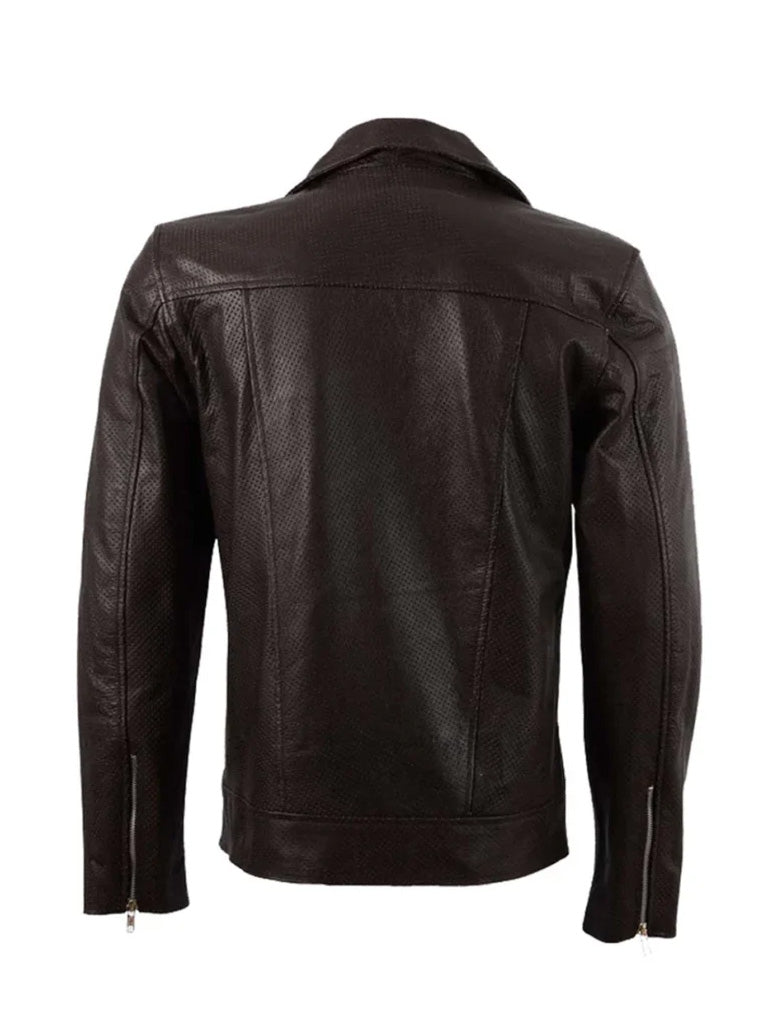 Brown Perforated Leather Jacket