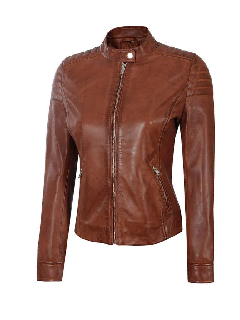 Cognac Brown Leather Jacket