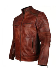 Cafe Racer Vintage Brown Biker Leather Jacket