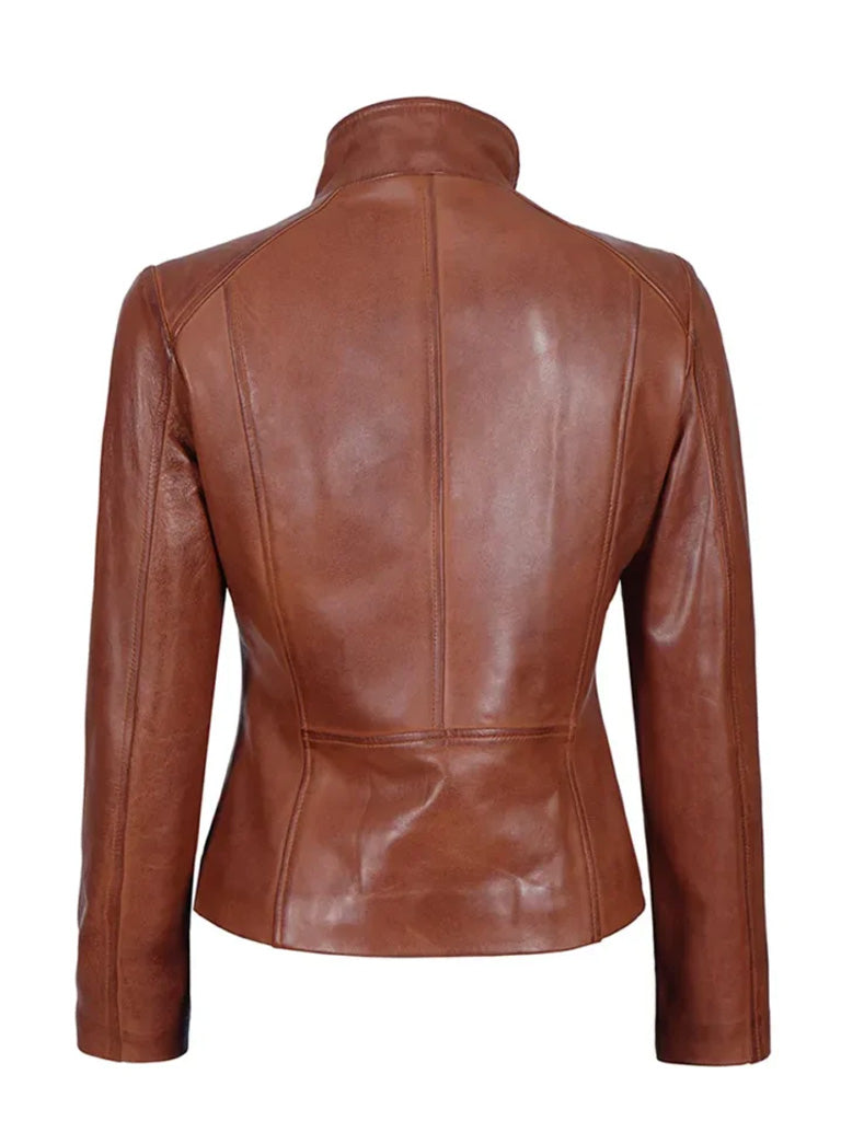 Brown Biker Leather Jacket