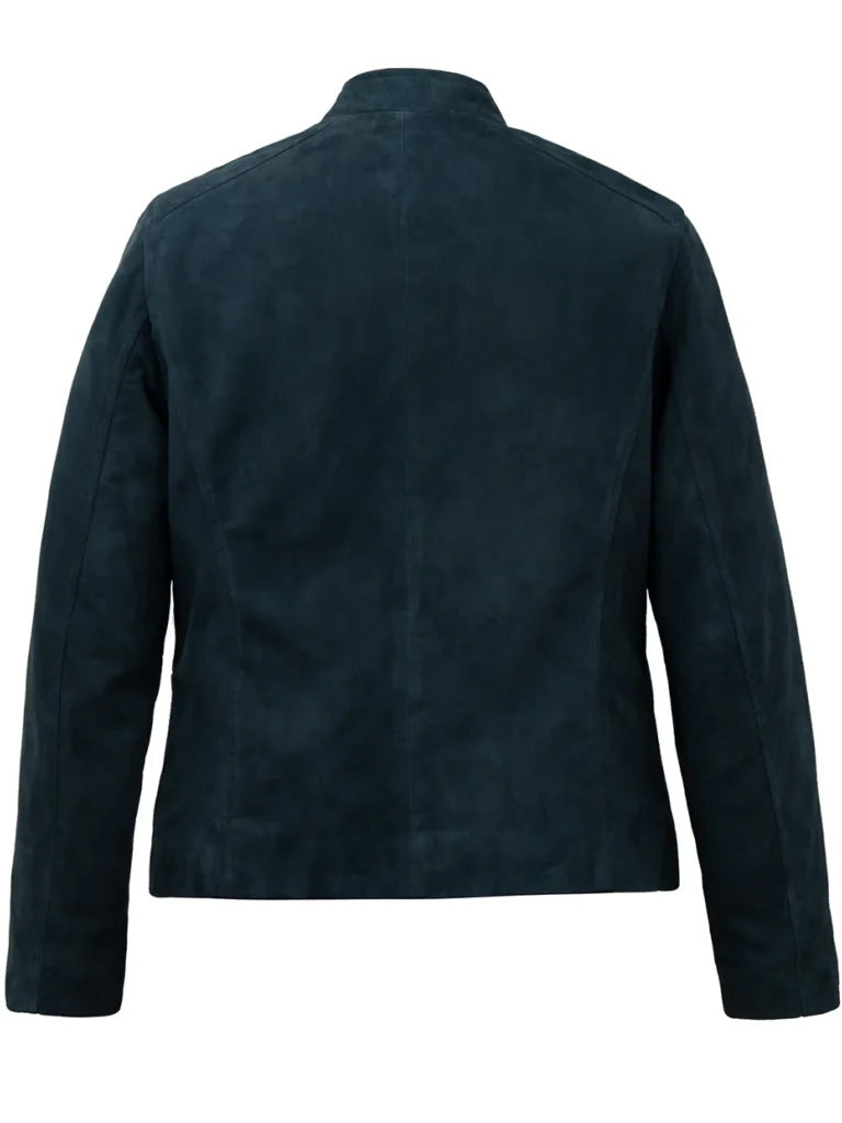 Suede Blue Biker Leather Jacket