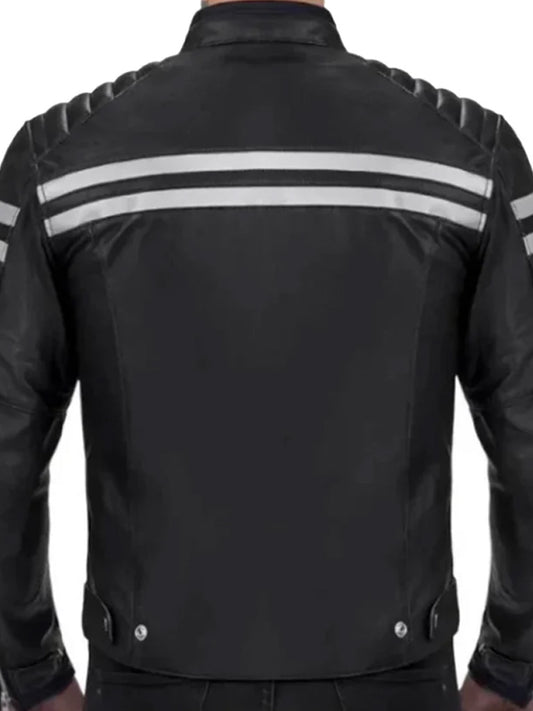 Black Biker Style Genuine Leather Jacket