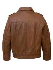 Tan Brown Hooded Leather Jacket