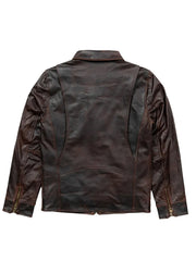 Dark Brown Shirt Style Biker Leather Jacket