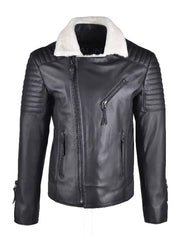 Shearling Black Jacket With White Fur