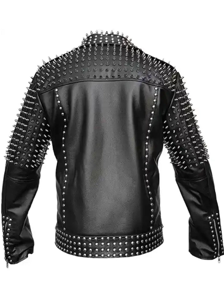 Black Leather Jacket with Spikes