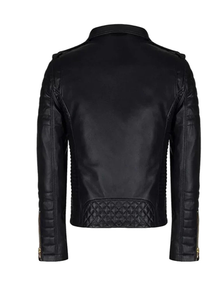 Black Vintage Biker Style Genuine Leather Jacket