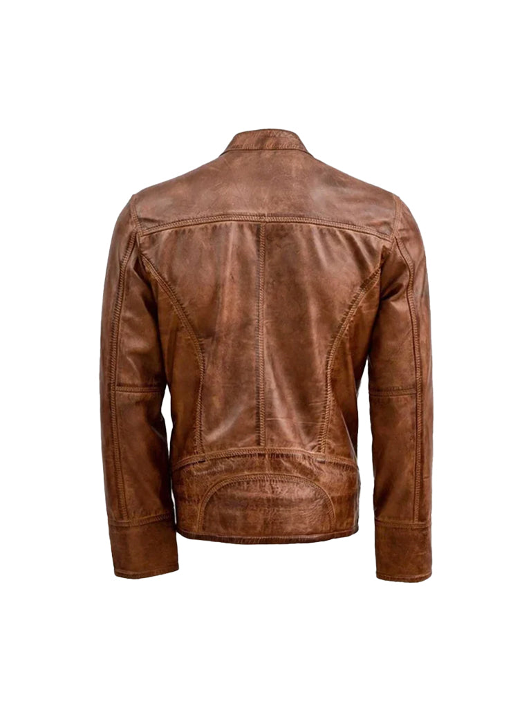 Waxed Vintage Brown Leather jacket