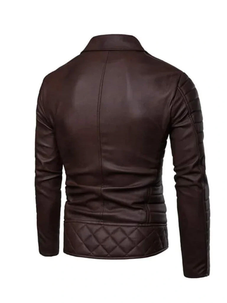 Quilted Wind Proof Shipskin Brown Leather Jacket