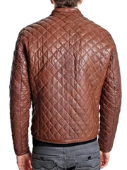 Diamond Quilted Genuine Leather Jacket