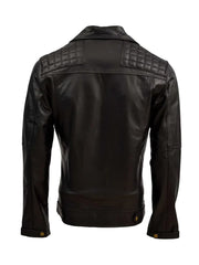 Black Quilted Biker Genuine Leather Jacket