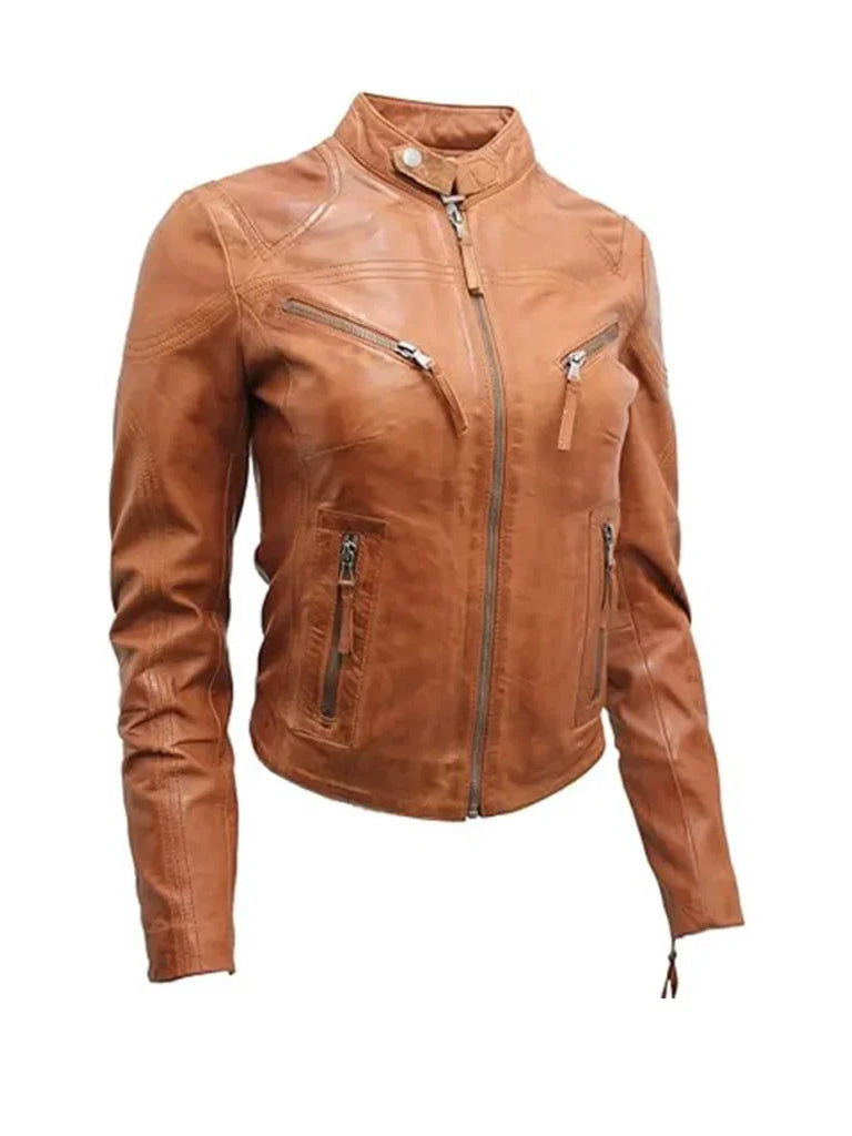 Brown Vintage Biker Leather Jacket