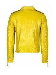 Cafe Racer Yellow Biker Leather Jacket