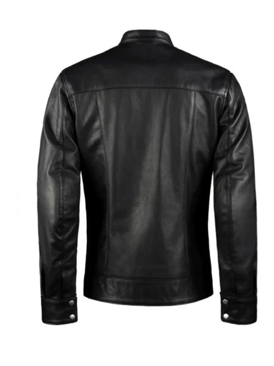 Black and Red Stripe Camber Genuine leather jacket