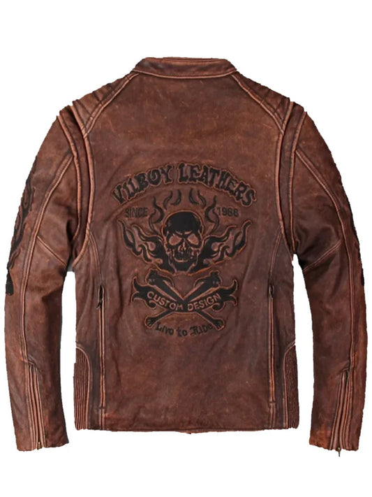 Woody Brown Biker Leather Jacket