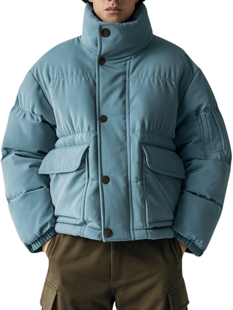 Men's Sleek Blue Puffer Jacket