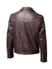 Elegant Brown Lapel Style Biker Leather Jacket