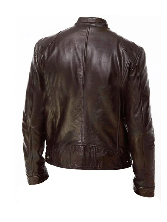 Vintage Cafe Racer Brown Biker Leather Jacket