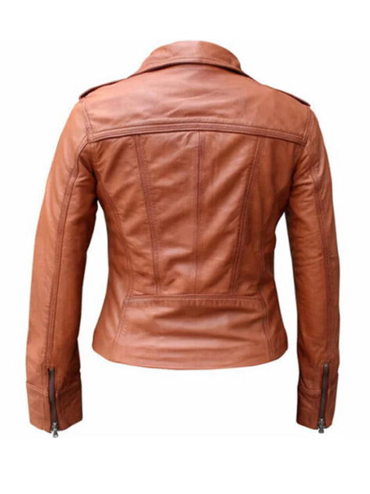 Woddy Brown Biker Leather Jacket