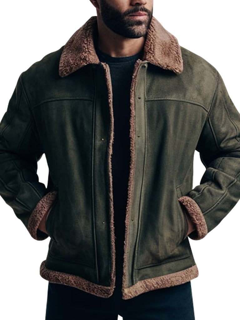 Men's Olive Green Shearling Jacket