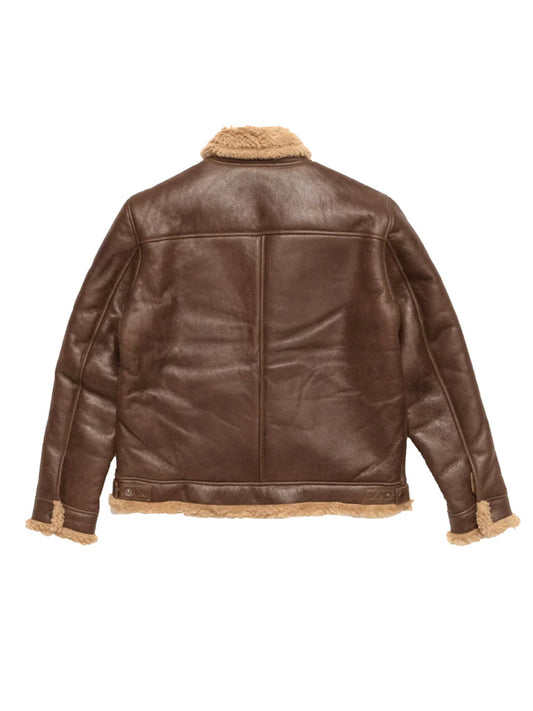 Tan Brown Shearling Leather Jacket