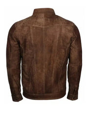 Vintage Distressed Biker Suede Leather Jacket