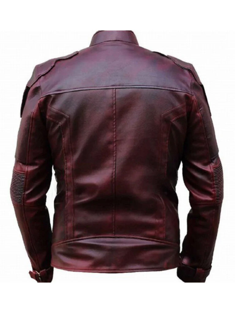 Red Distressed Biker Slim fit Leather Jacket