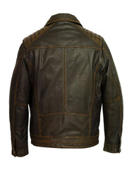 Distress Brown Trucker Genuine Leather Jacket