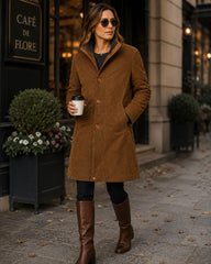 Women's Suede Brown Leather Long Coat