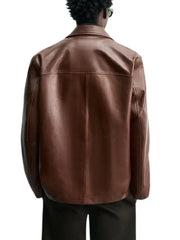 Men’s Brown Leather Blazer Jacket