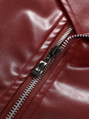 Red Lapel Style Biker Genuine Leather Jacket