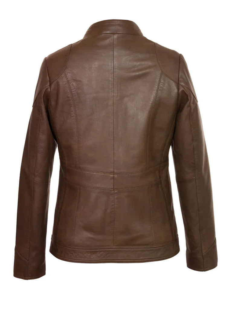 Brown Hooded Leather Jacket