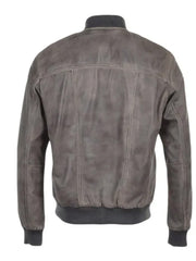 Distressed Brown Bomber Leather Jacket