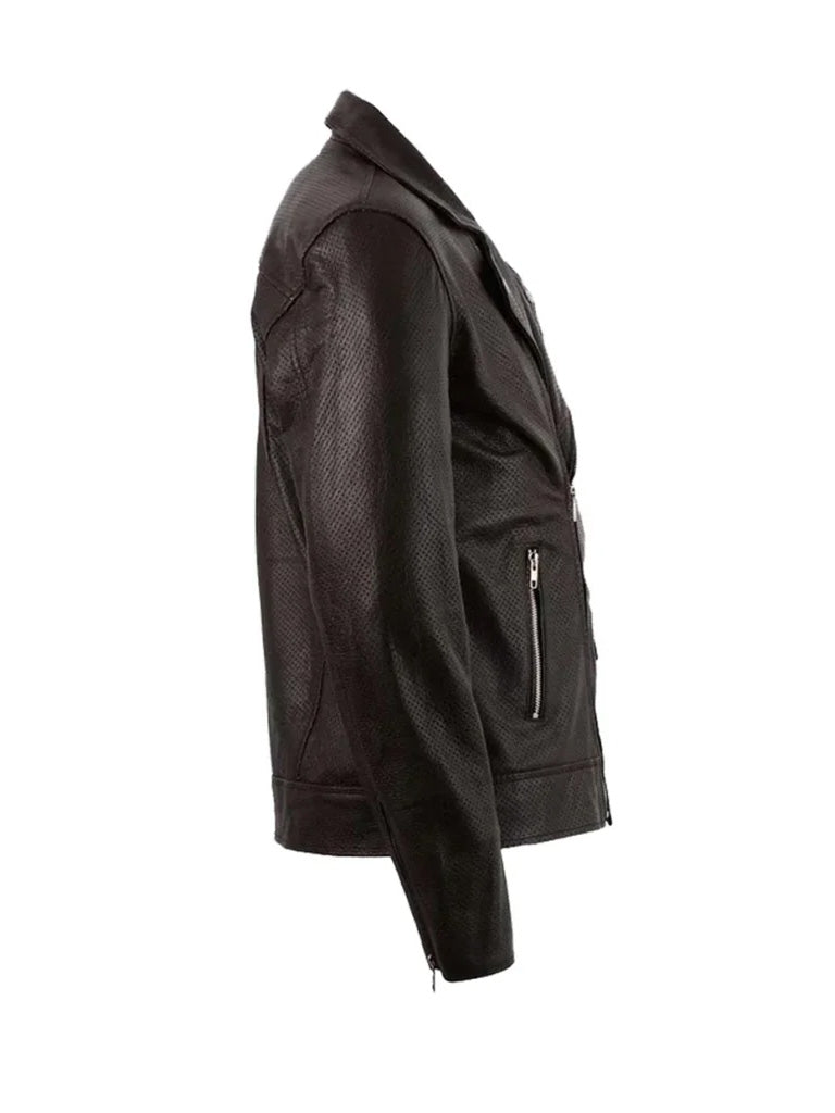 Brown Perforated Leather Jacket