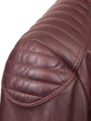 Burgundy Biker Leather Jacket