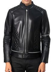 Black Bomber Quilted Leather Jacket