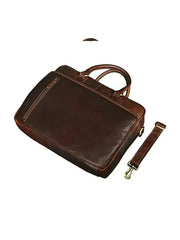 Premium Full-Grain Brown Leather Laptop Bag – Men’s Office & Travel Briefcase