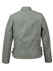 Grey Biker Leather Jackets