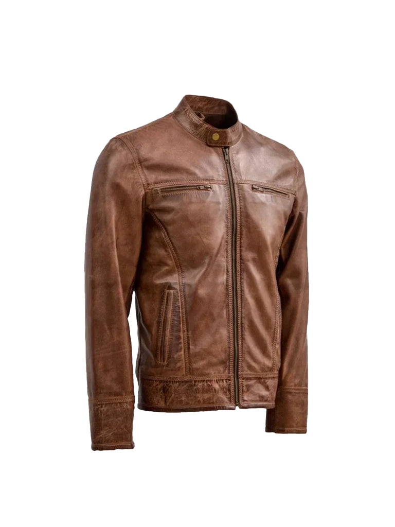 Waxed Vintage Brown Leather jacket