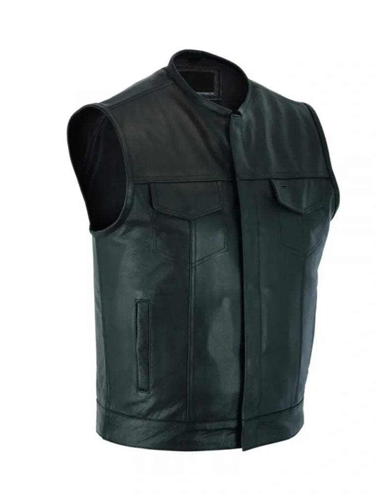 Soft Black Biker Genuine Leather Vest