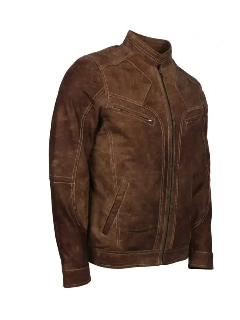 Vintage Distressed Biker Suede Leather Jacket