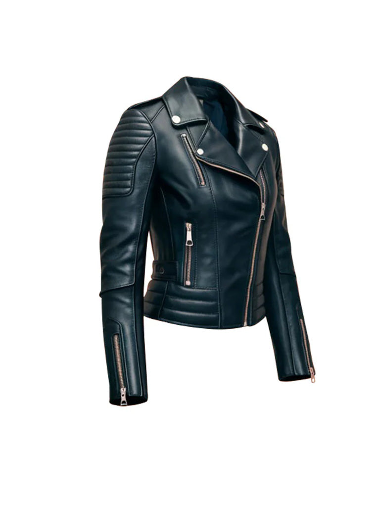 Women's Black Motorcycle Azaria Leather Jacket